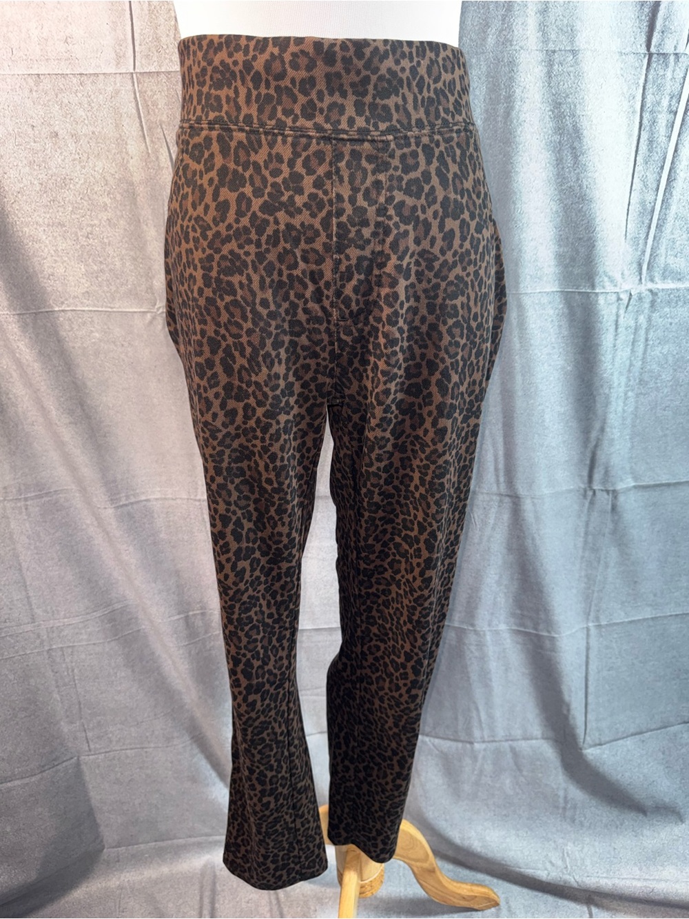 2291-Faded Glory Leopard Print Straight Leg Pants - Black & Brown
